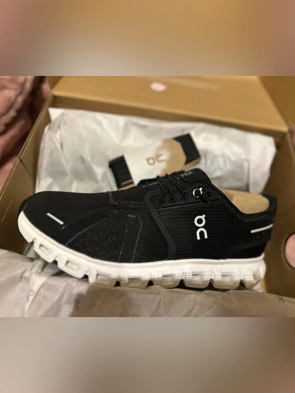 On Running Shoe Box in Beige with Gold Logo